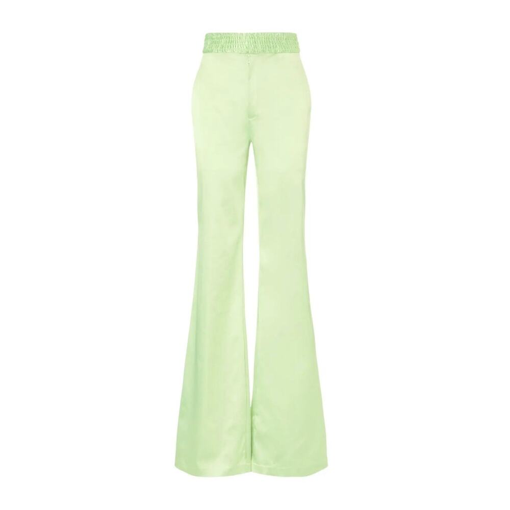 Aliette Green Silk Wide Leg Pants 4 - Picture 3 of 15